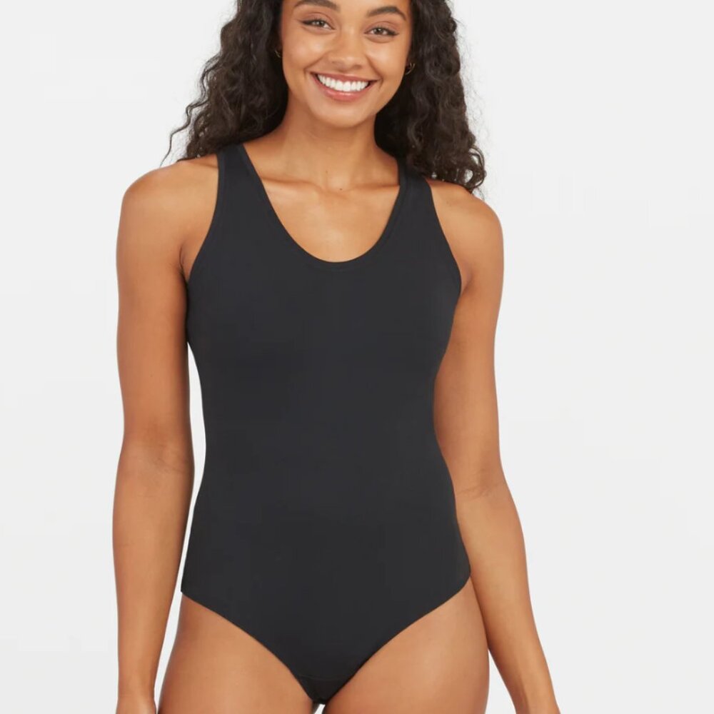 NWT Spanx Suit Yourself Black Scoop Neck Tank Bodysuit Size M